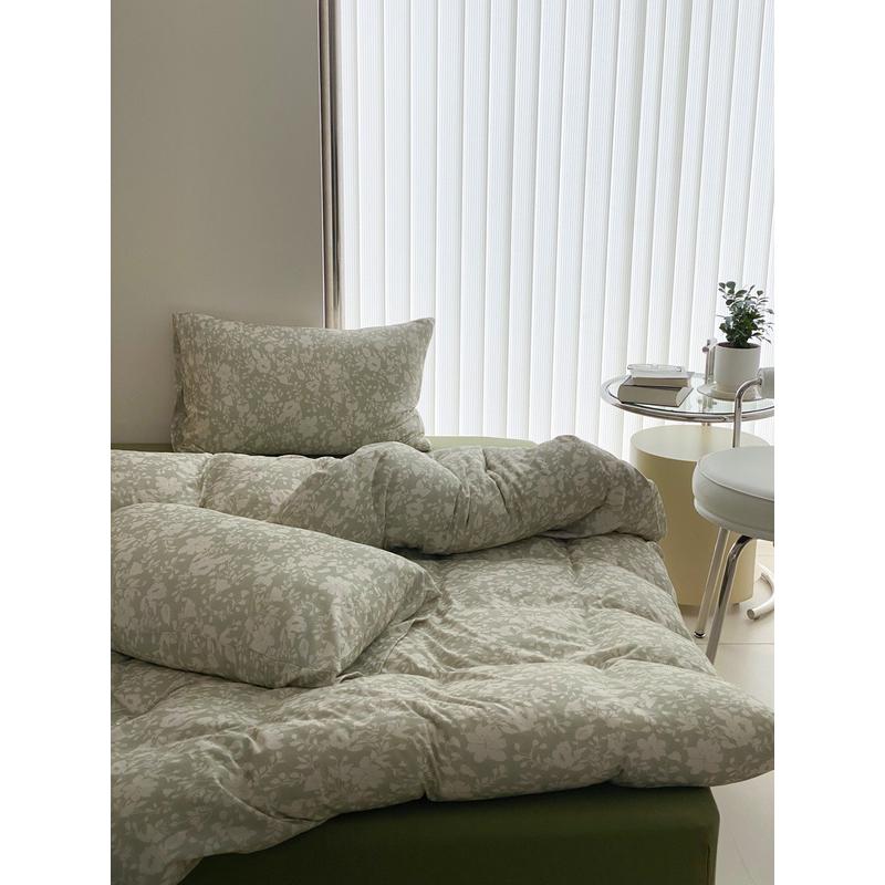 inc0软裸睡糯天竺棉床品ins印花全棉四件套针织棉被套床笠