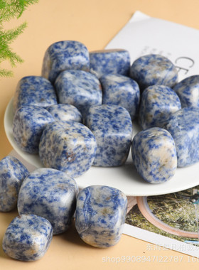 热销天然蓝点方块石diy消磁净化石水晶摆件大颗粒碎石鱼缸装饰