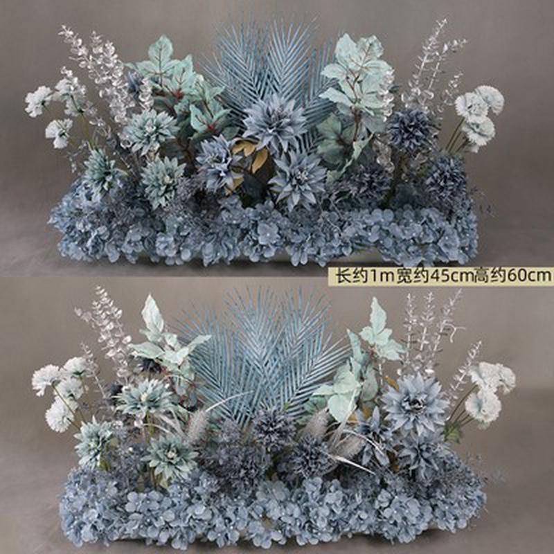 新款婚庆婚礼海洋排花角花挂花盆花绢花路引室外蓝色摆件引路排花