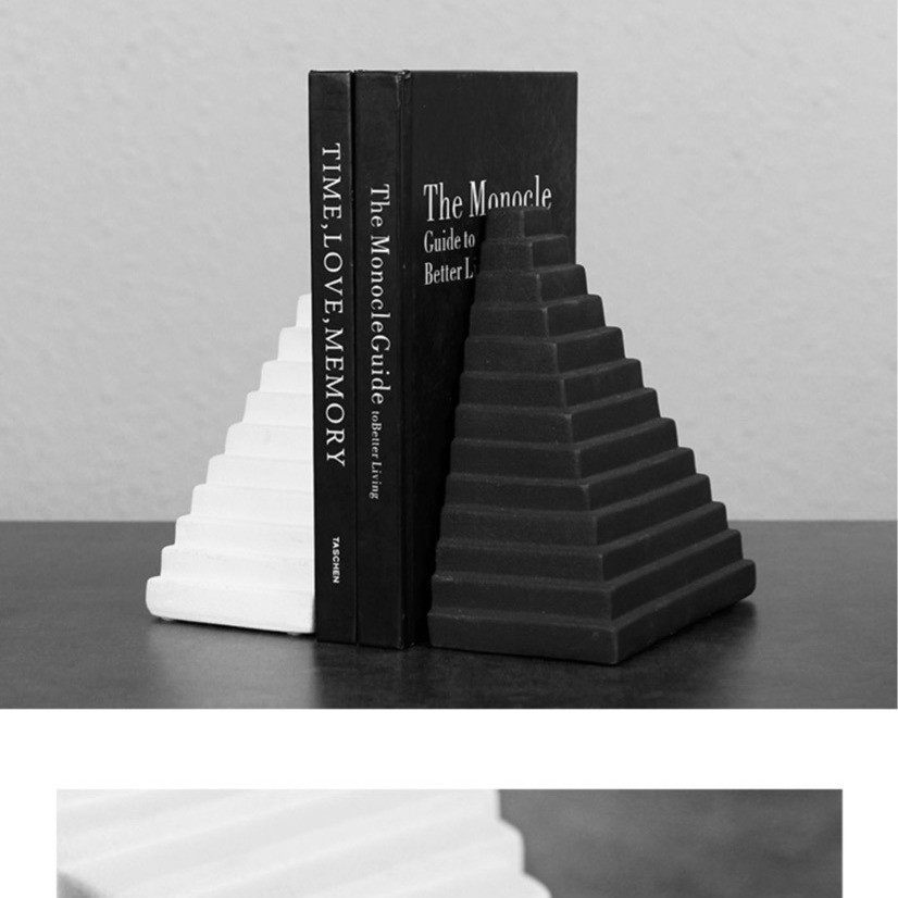 热销现代简约摆件白色陶瓷阶梯书靠书房软装饰品样板间售楼处书架