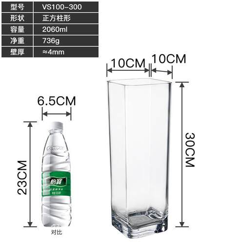 大防摔透明塑料花瓶网红水培北欧简约富贵竹干花插花直筒客厅摆件