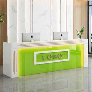 收银台采耳美容院养生馆茶楼公司吧台桌餐厅接待公司前台带灯柜台