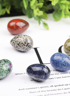 天然水晶小鸡蛋3x2粉白紫虎眼石东陵玉材质鸡蛋原石摆件手把件