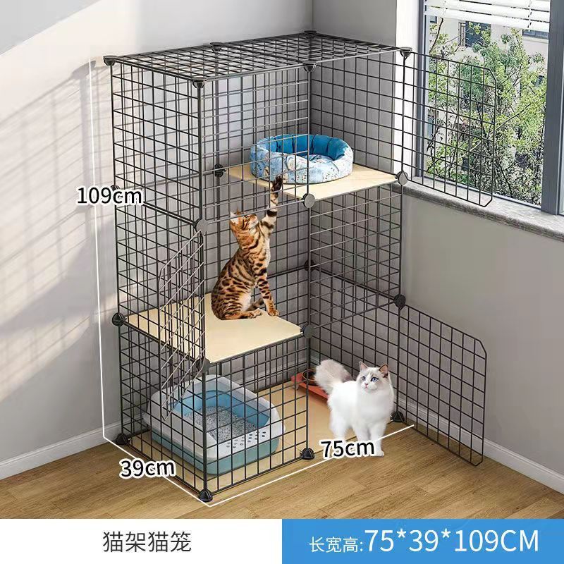 家用猫笼别墅猫笼子超大自由空间室内猫舍带厕所三层小型猫屋猫窝