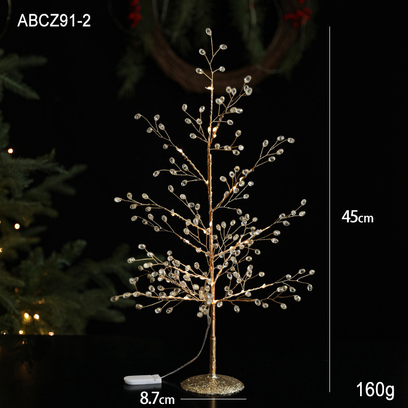 ins亚克力水晶圣诞树小号摆件珍珠藤条插枝场景布置桌面装饰橱窗