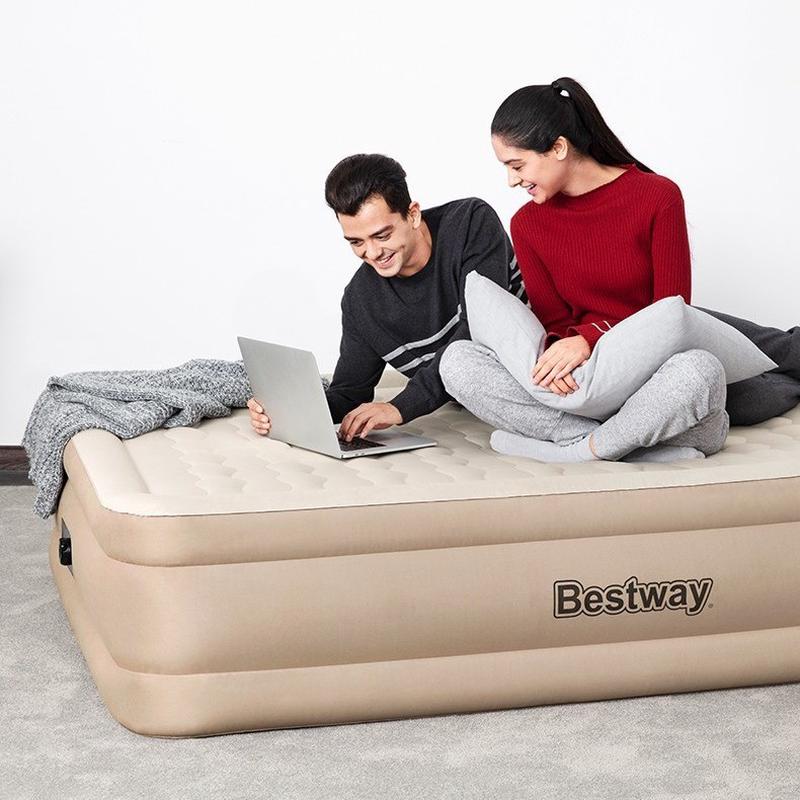 bestway69048单人内置布面充气床欧规双层泵家用加厚双人气垫床