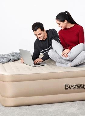 bestway69048单人双层双人充气床欧规内置泵家用加厚布面气垫床