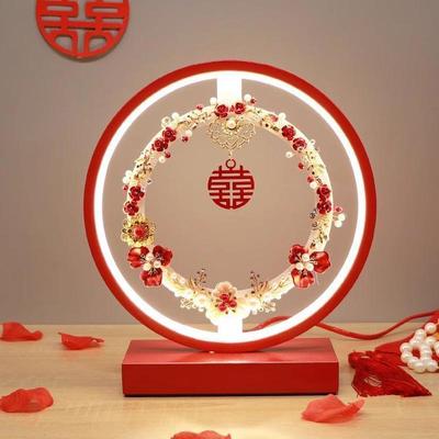 结婚台灯卧室床头灯婚房陪嫁灯婚庆送新人新婚礼物红色长明灯批发