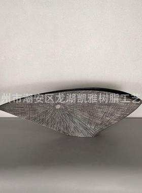 树脂花瓶斜直纹扇形花艺花器样板房酒店家居电视柜前台仿真桌面摆