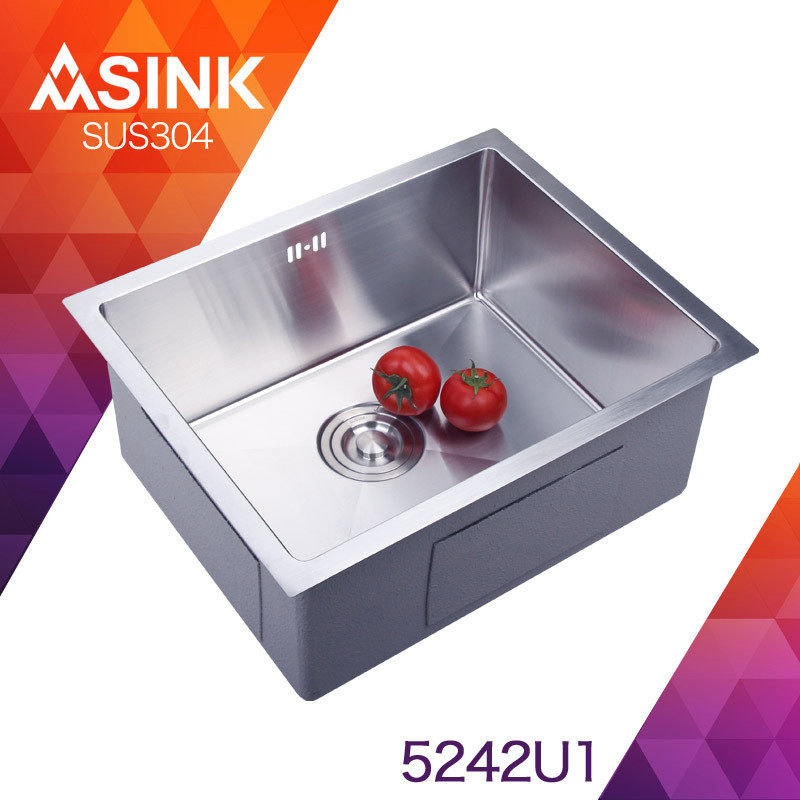 304不锈钢水槽小单槽厨房菜盆单槽欧式手工盆拉丝洗菜池5242U1,家装主材,水槽套餐,淘宝优惠券,粉丝福利购,淘宝优惠卷