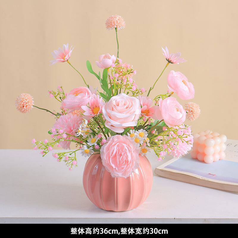 2024花艺假花玫瑰牡丹雏菊插花盆栽客厅餐桌仿生新款装饰摆件