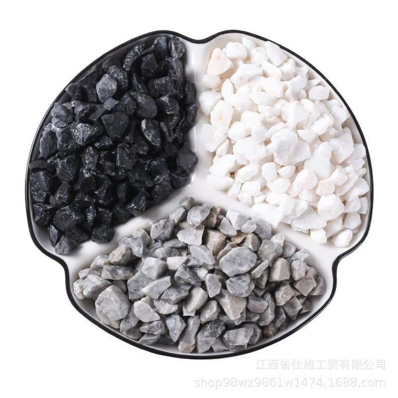 花园石头水洗石深灰色砾石石子庭院颗粒造景铺路枯山水黑色碎米石