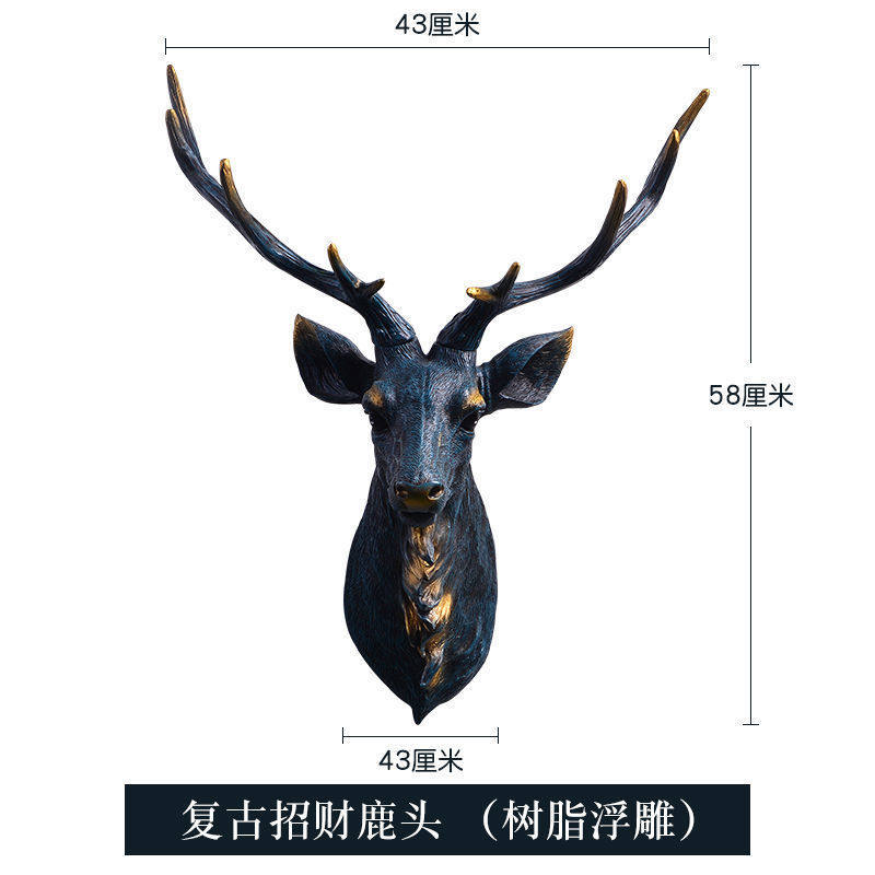 壁饰仿真鹿头墙壁挂件美式复古墙面创意装饰品客厅动物头