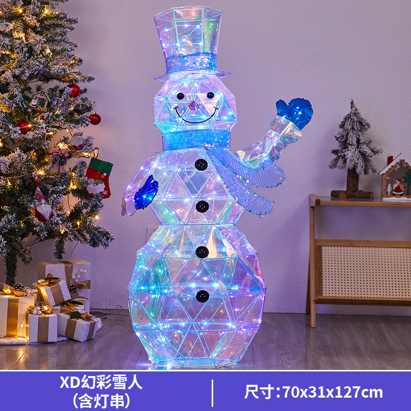 圣诞节酒店彩发光铁艺麋鹿带灯雪人商场炫场景布置圣诞鹿摆件