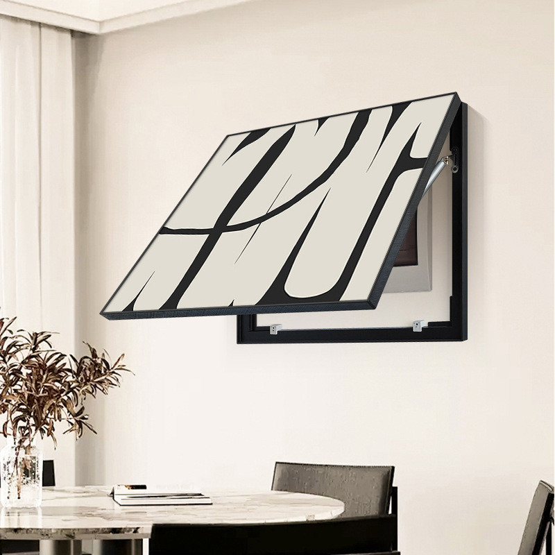 极简油画风空开弱电箱遮挡装饰画黑白灰免打孔电表箱挂画高级感