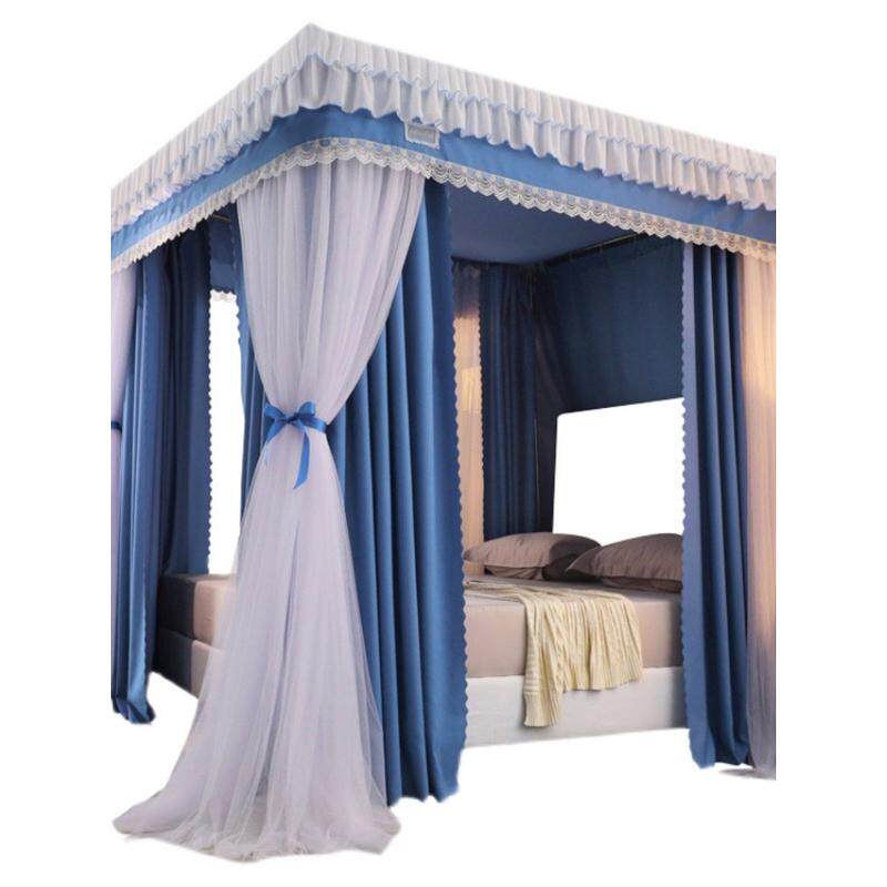 热销x6ro批发2023不锈钢防尘蚊帐床帘一体式遮光宫廷双层落地家用