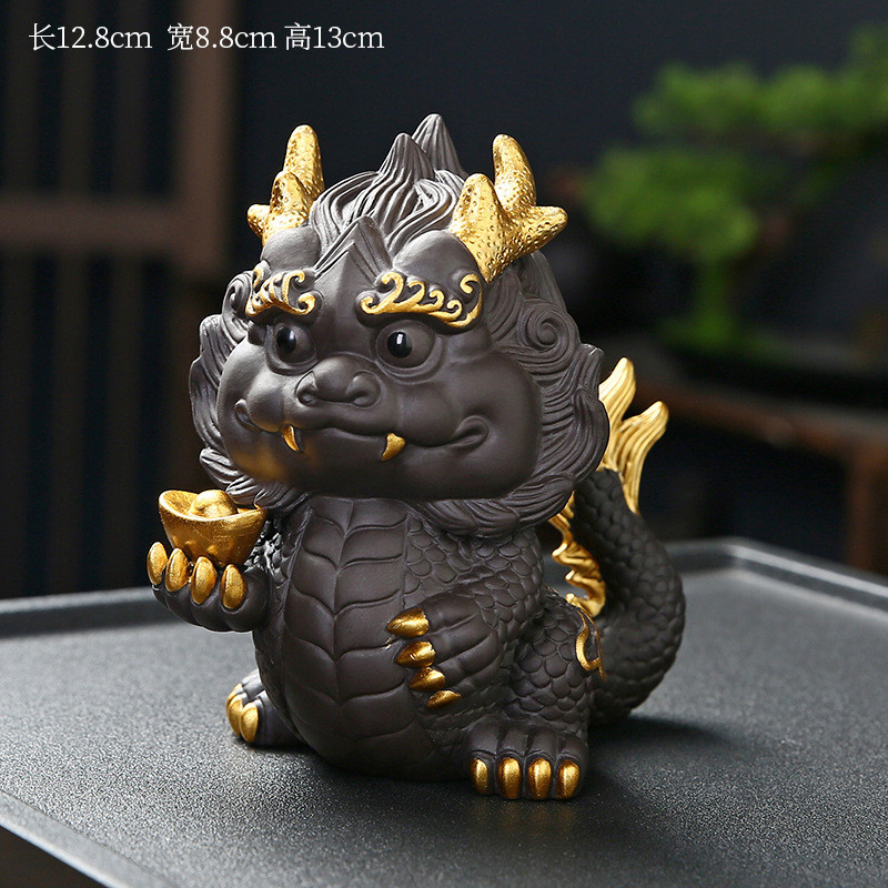 招财国潮福龙宝紫砂茶宠创意生肖龙摆件茶艺手工可养茶玩茶台茶虫