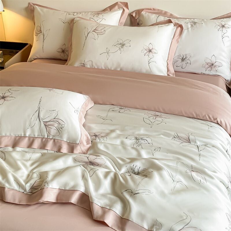 热销出口240支天丝四件套莱赛尔夏季冰丝裸睡床单被套床上用品四
