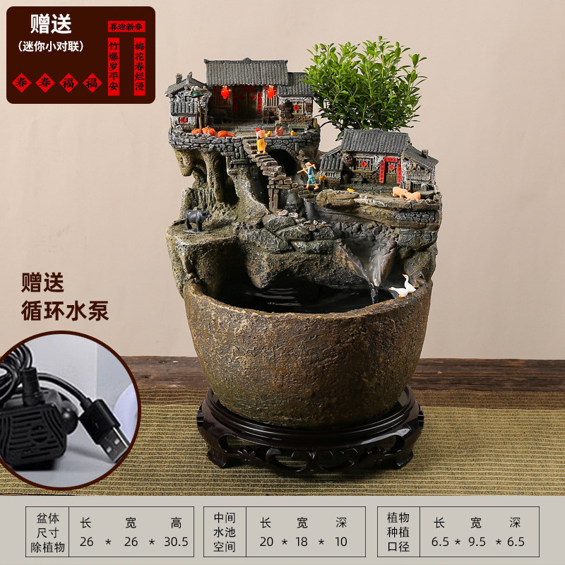 d装饰微景观假山流水摆件茶几！花盆水循环阳台庭院鱼缸过滤造景