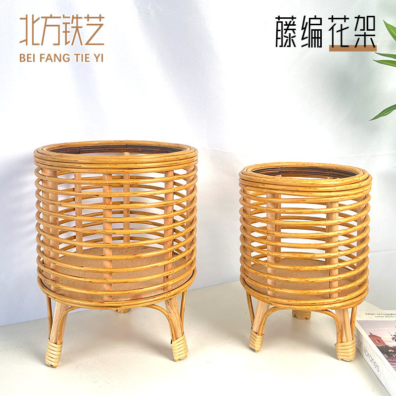 欧式编织花篮创意阳台家居室内装饰藤编绿植套盆竹编大号盆栽批发