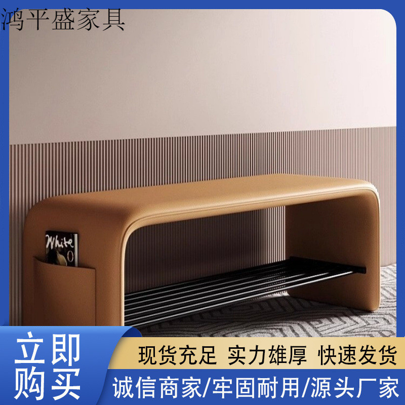 轻奢高级感换鞋凳门口家用可坐穿鞋凳鞋柜一体入户卧室长条床尾凳