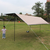 天幕户外简易格子布遮光凉棚防暴雨野外露营黑胶大遮阳棚便捷帐篷