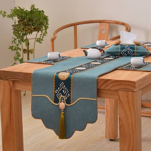 热销lc桌旗客厅茶几新中式餐桌桌旗欧式旗长条茶桌电视柜盖布美式