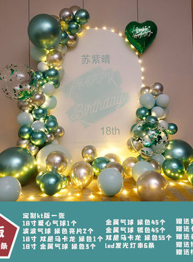 生日布置成人礼18岁女神背景墙装饰网红高级ins气球派对男士kt板