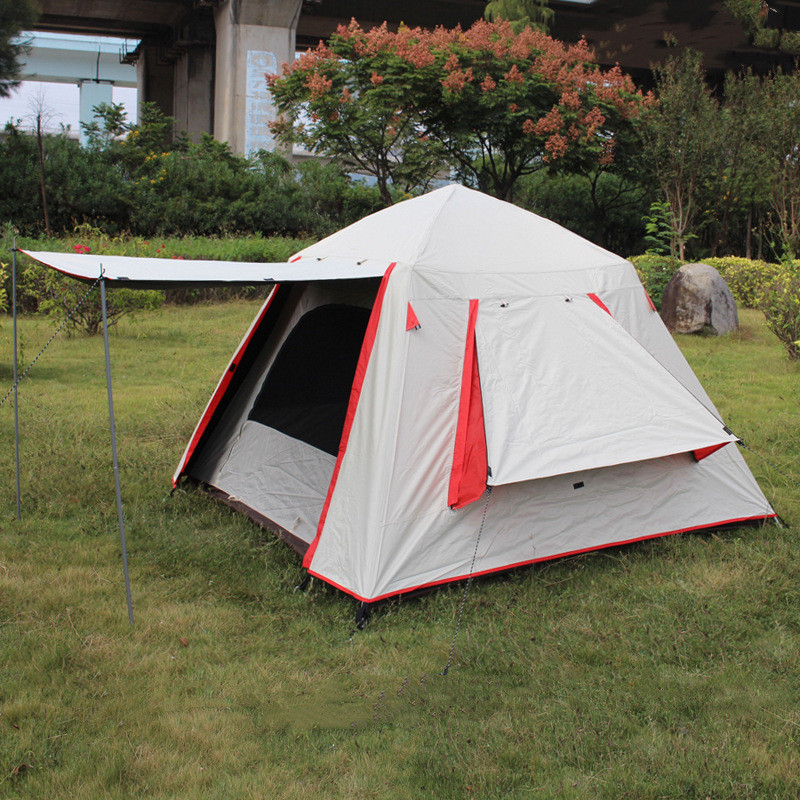帐篷户外双层加厚防暴雨3-4人折叠便携式黑胶露营全自动野营帐篷