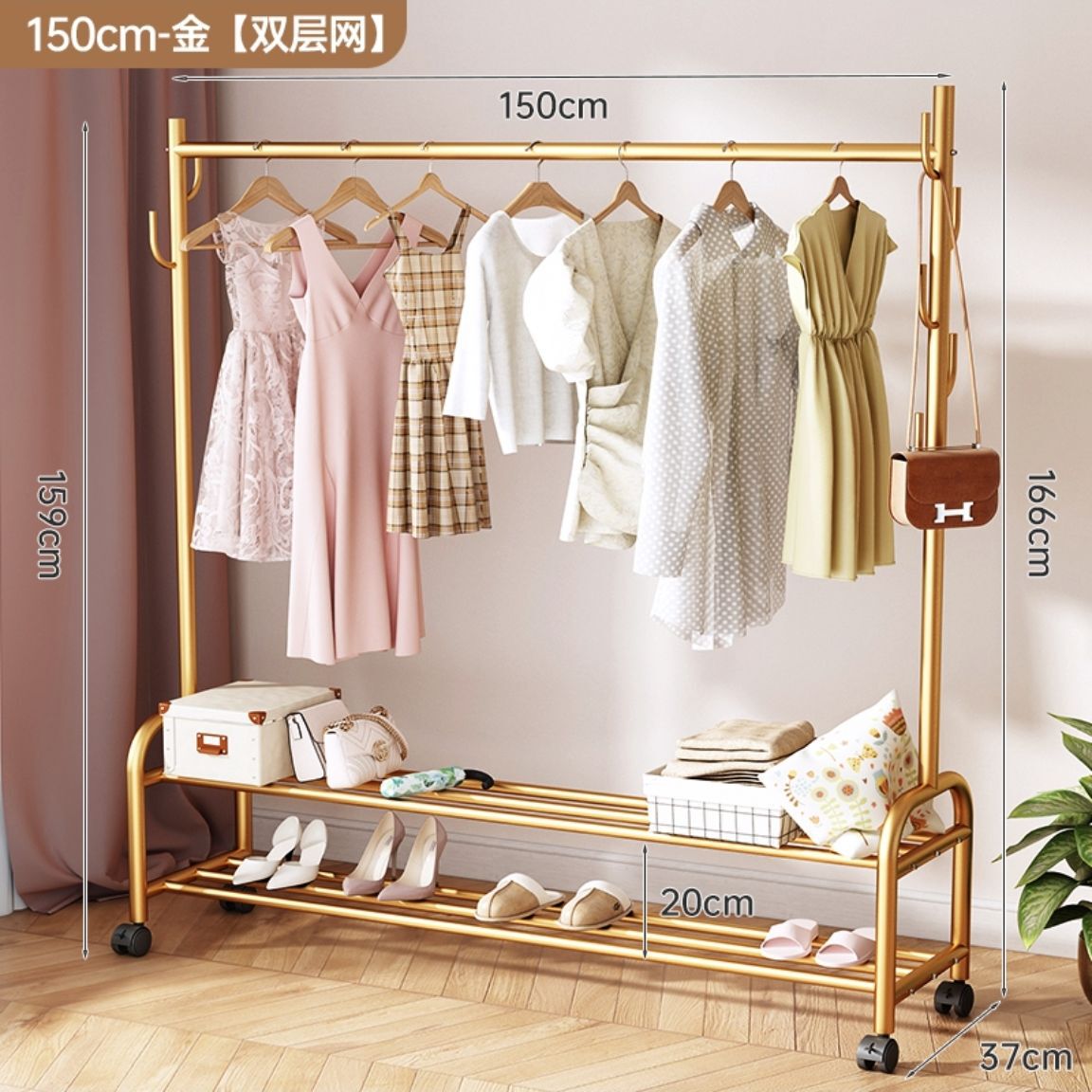 加粗晾衣架子室内晒衣架阳台卧室挂衣架落地家用简易单杆式衣帽架