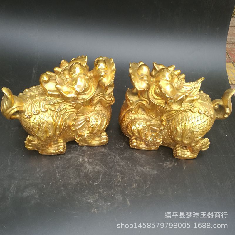 厂家批发纯铜一对雌雄貔貅麒麟铜器貔貅家居办公场所摆件工艺品
