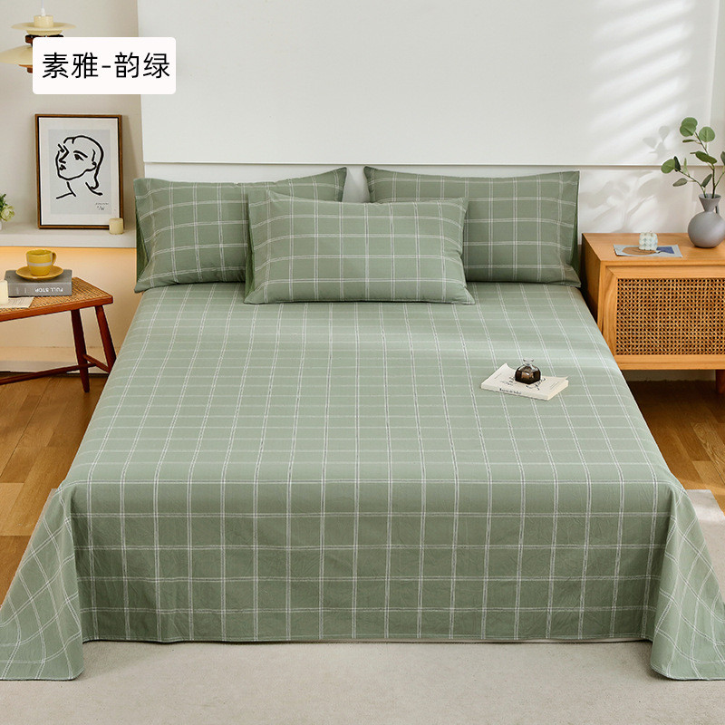 夏季小清新床单单件学生宿舍纯磨毛水洗棉裸睡床单单双人床垫批发