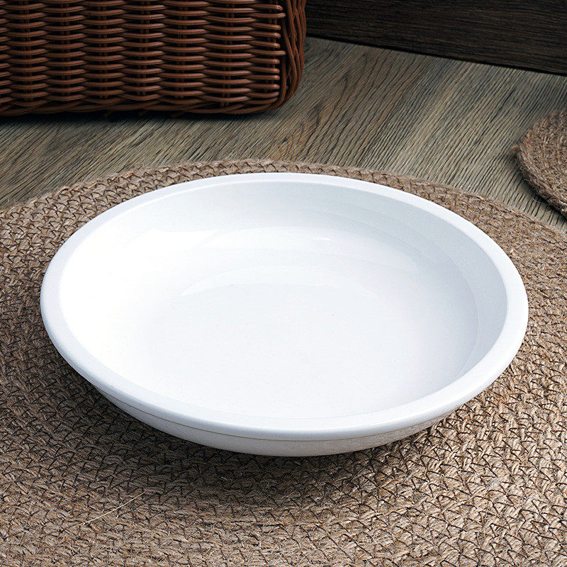 批发酒店窄边盘家用白瓷碗碟盘白瓷餐具圆形陶瓷浅汤碗沙拉碗