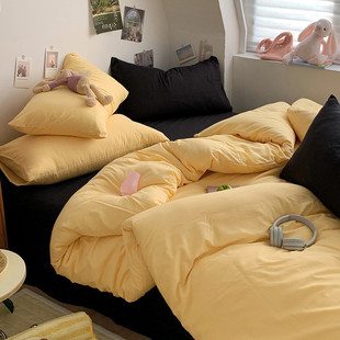 纯色水洗棉被套单件150x200x230cm被罩床上四件套被单三件套床笠