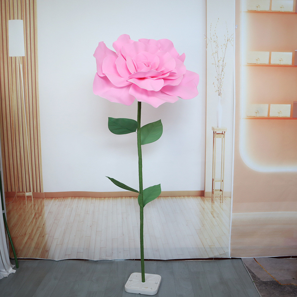 热销仿真玫瑰套装2cm直径花杆街拍道具商场活动场景布置PE仿真玫