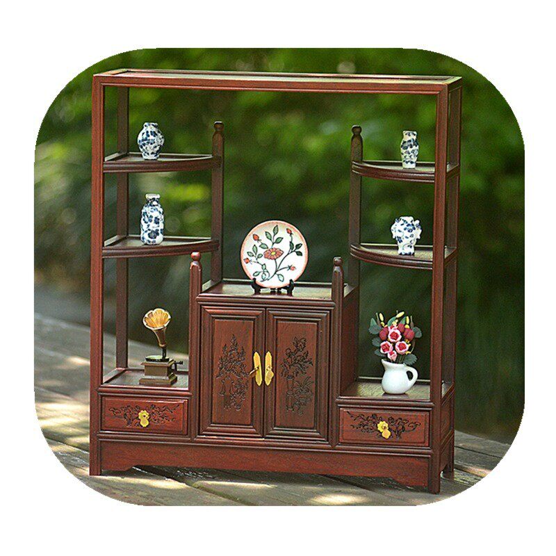 热销oq5m古典娃娃屋实木家具红酸枝微缩模型迷你月门床躺椅办公桌