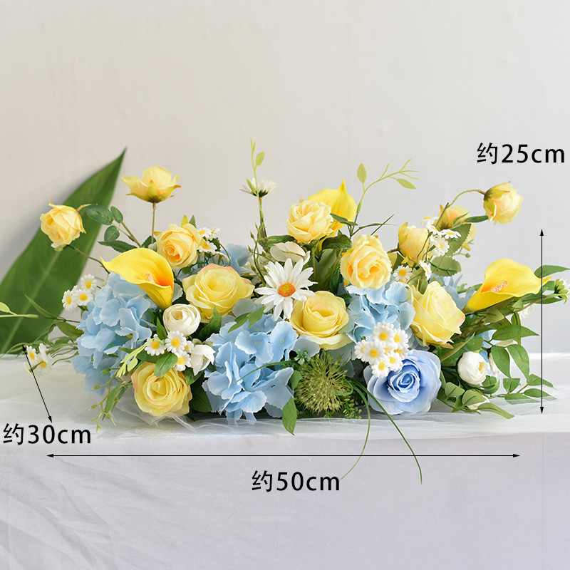 春夏款台桌花餐桌花摆花生日宴会布置长形花装饰会议长桌摆设假花