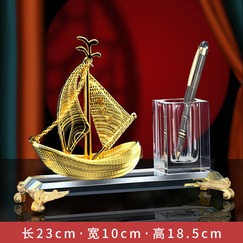 泰锦瑞新款老板总经理办公室桌面水晶笔筒摆件时尚收纳盒办公桌老
