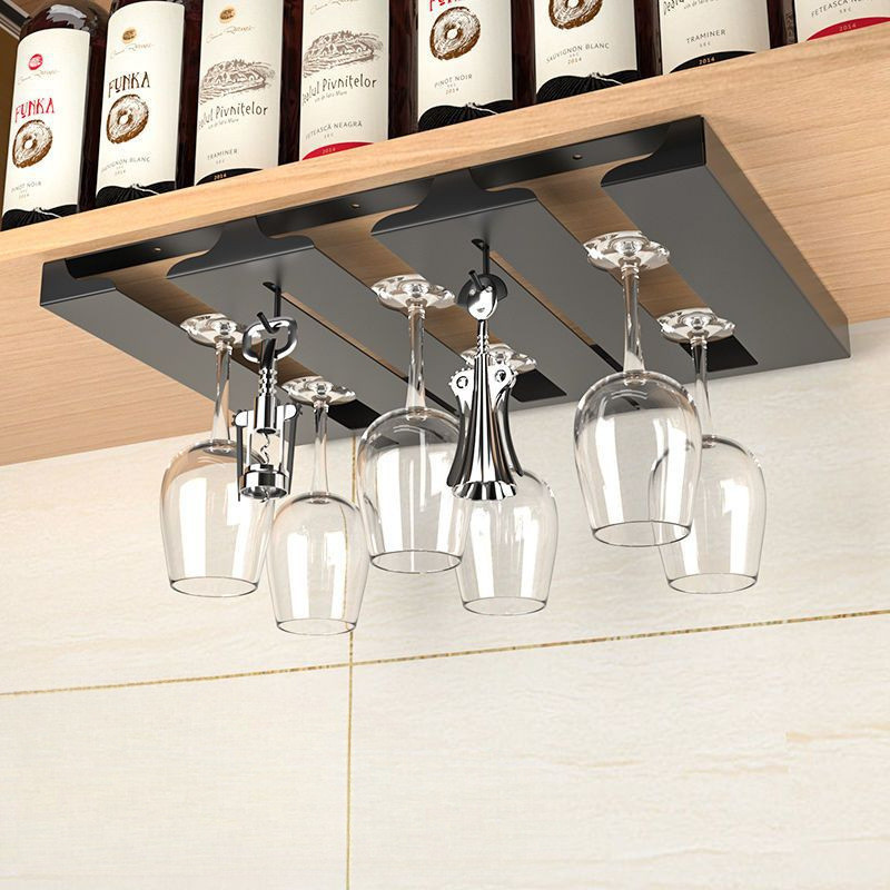 不锈钢红酒杯架倒挂厨房高脚杯免打孔葡萄酒杯悬挂置强之羽强之羽