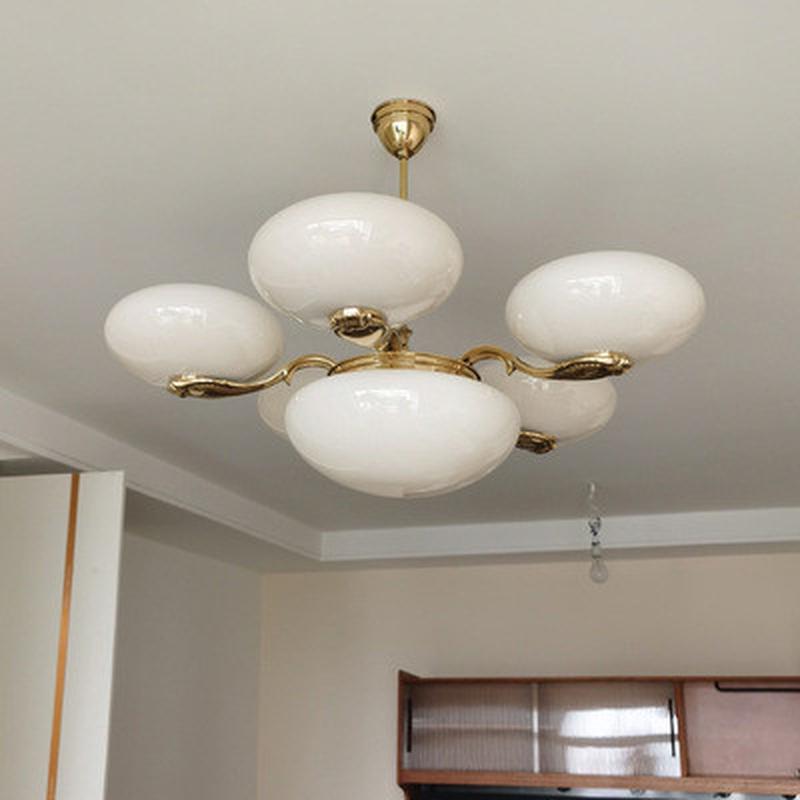 artdeco风格蛋白石黄铜法式复古中古美式吊灯客厅卧室玻璃灯具