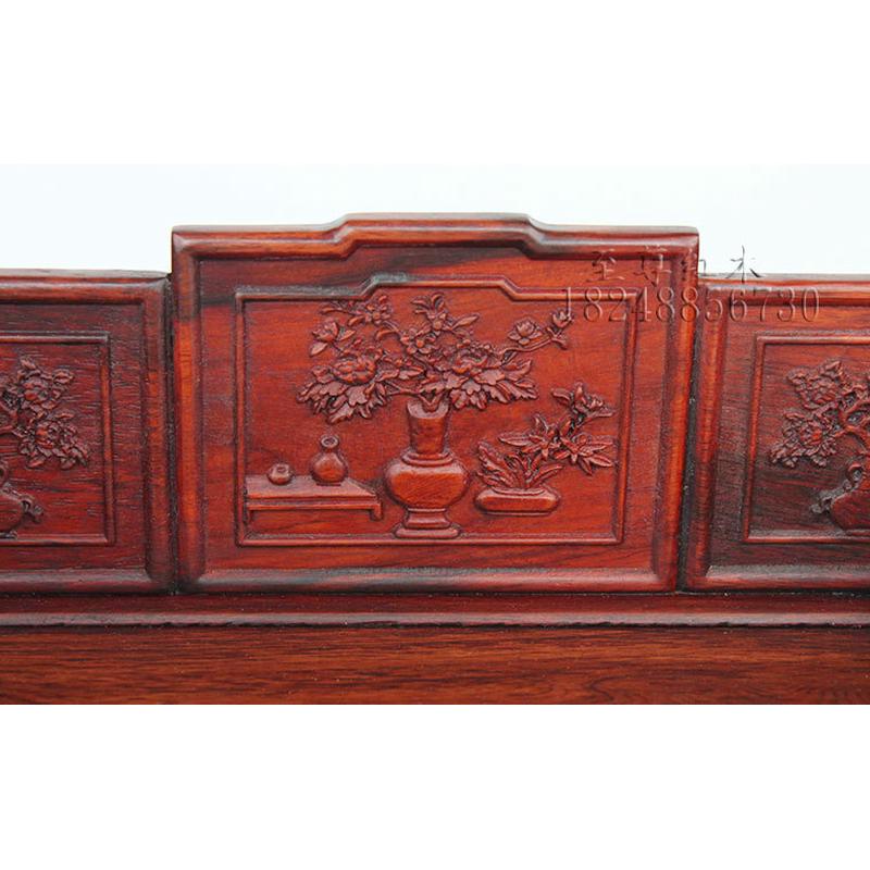 微缩模型红酸枝红木家具家具微型家具木质摆件浮雕罗汉床批发