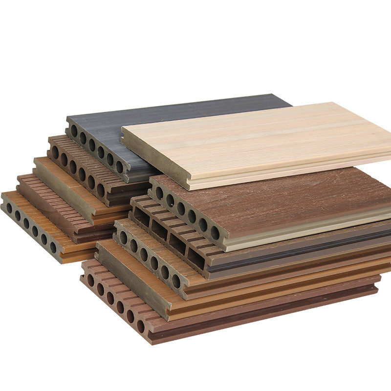 二代共挤塑木地板户外塑木板材圆孔木塑材料长条地板木地板