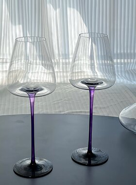 红酒杯家用套装法式高颜值紫色创意勃艮第高脚杯黑领结葡萄酒杯