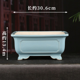 张治诚精品紫砂浮雕彩绘花盆批发云角四方彩绘桌面文竹多肉ydfd04