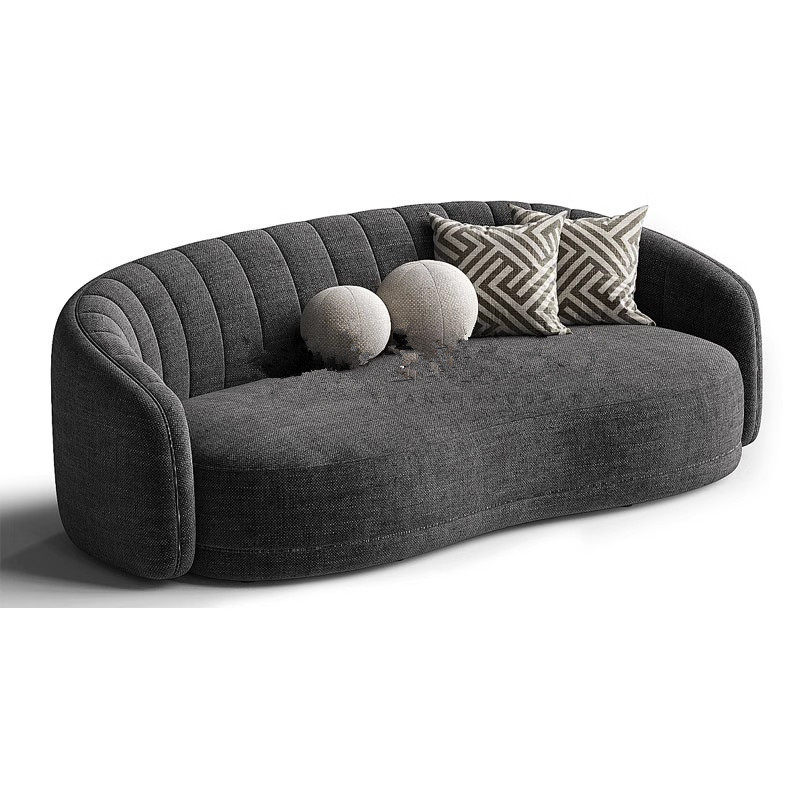 热销轻奢意大利位布艺沙发后现代简约欧式客厅商用四人绒金属底座