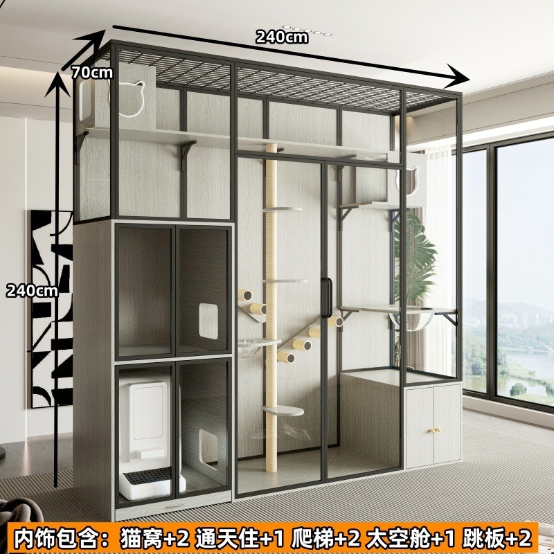 hp宠豪华大型猫笼家用猫别墅超大空间柜玻璃猫屋猫咪笼子展示柜现