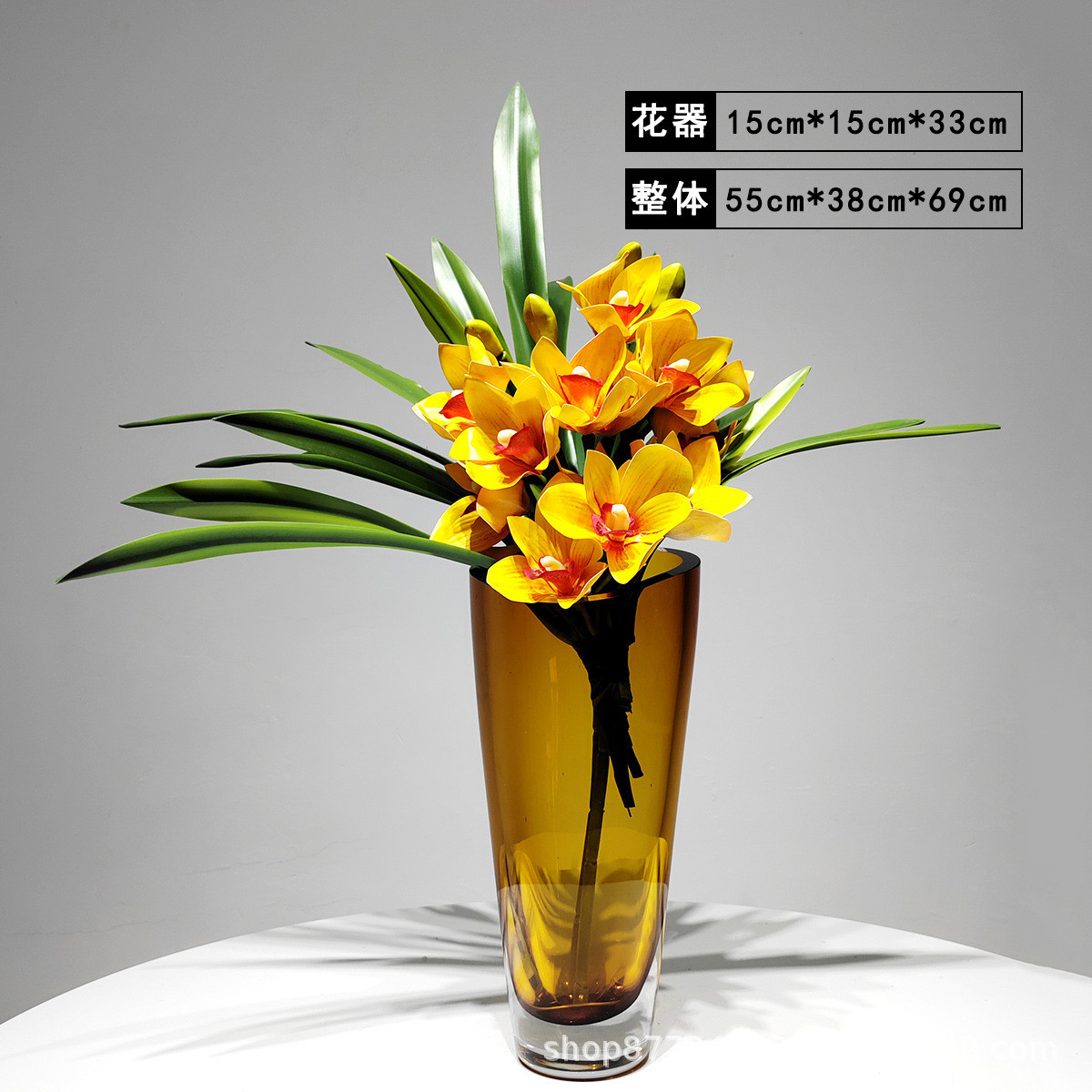 现代简约轻奢玻璃花瓶仿真花艺插花前台售楼处酒店样板间餐桌软装