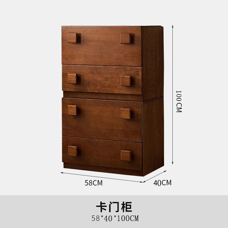 北欧实木电视柜小户型客厅储物柜中古现代简约卡门柜组合斗柜落地