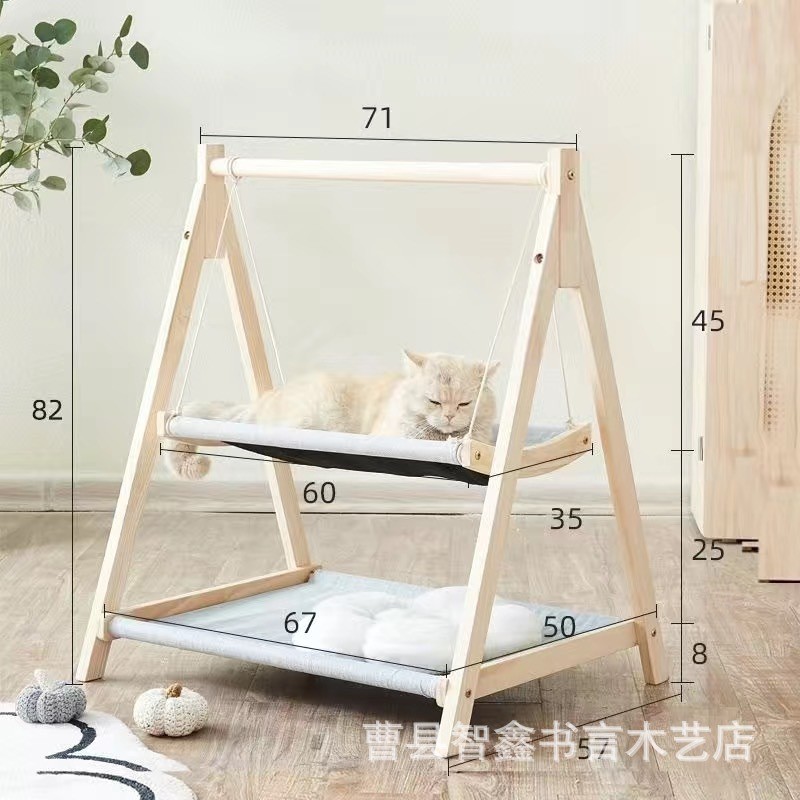 现货摇篮猫吊床木制猫窝悬挂式宠物摇床猫木制猫猫吊床宠物床猫架