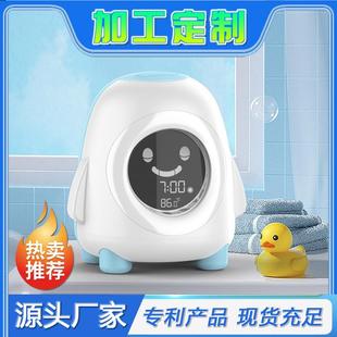 聪明钟儿童睡眠训练钟带夜灯 学生卡通企鹅 LCD桌面创意闹钟
